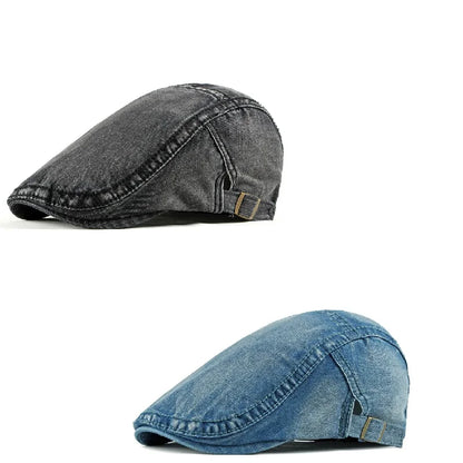 Vintage Cotton Denim Newsboy Cap