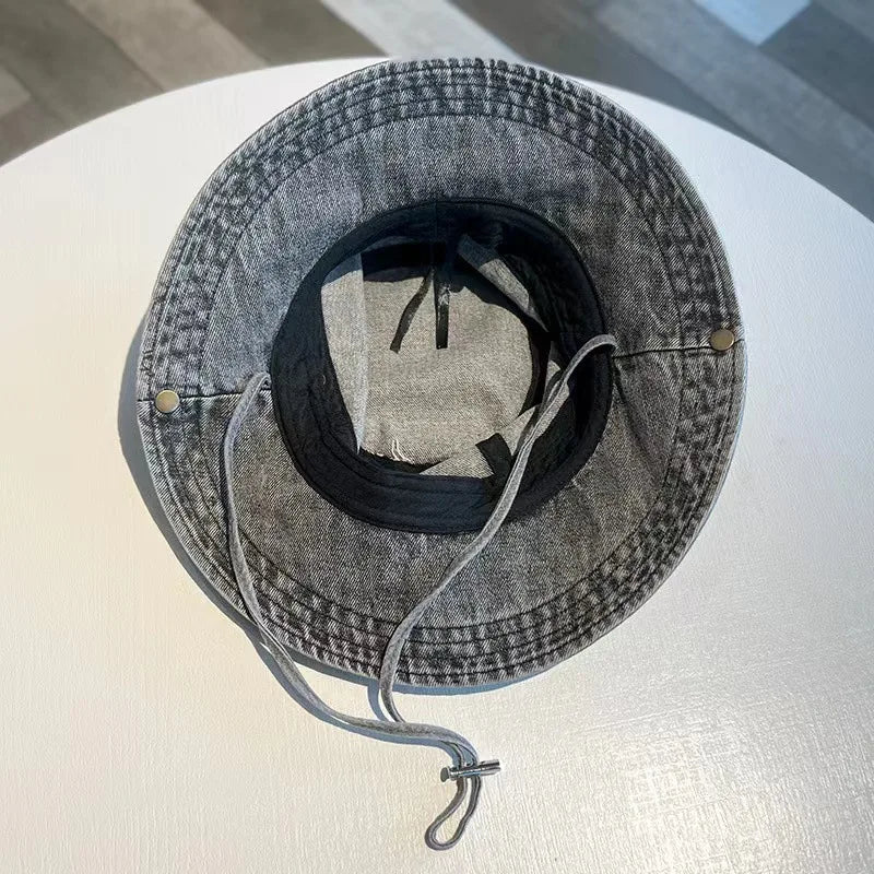 Denim Cloth Bucket Hat Men Women Outdoor