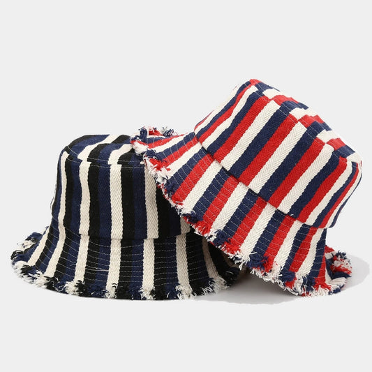 Woven Striped Brushed Edge Fisherman Hat