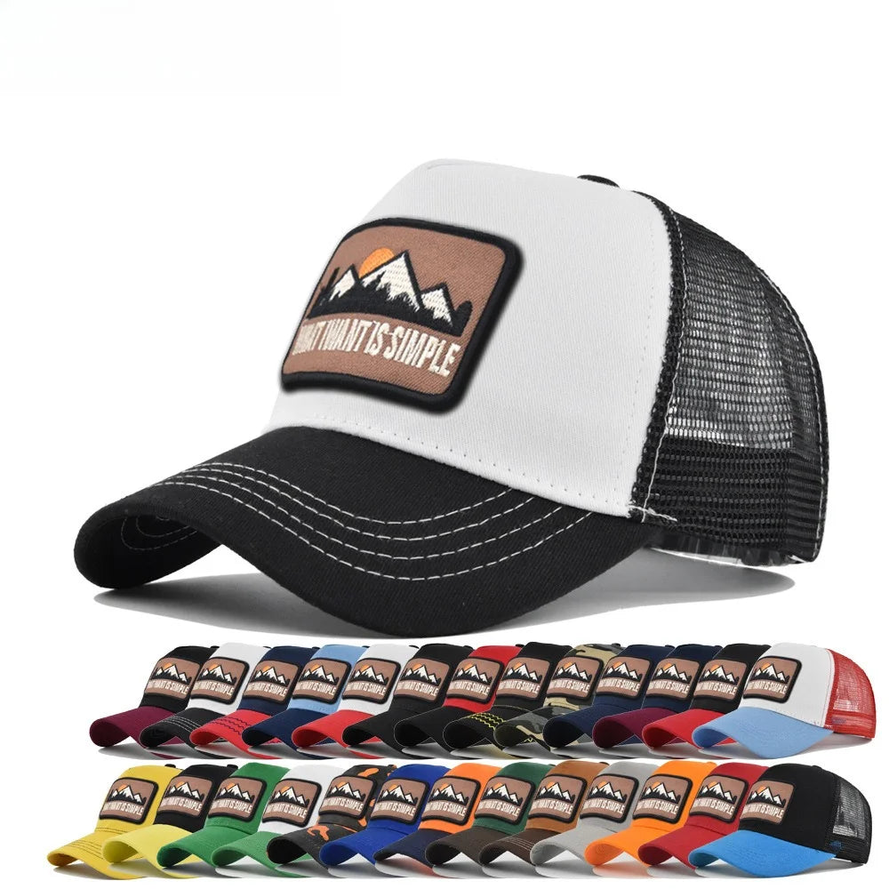 Letter Mesh Breathable Hat Women Men Embroidery Blocking Baseball Cap