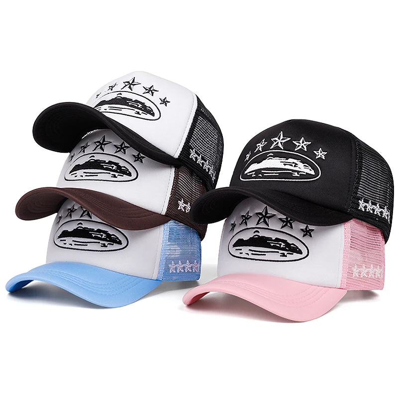 Five Star Mesh Hat Men's Street Hip Hop Hat Women's Outdoor Baseball Hat