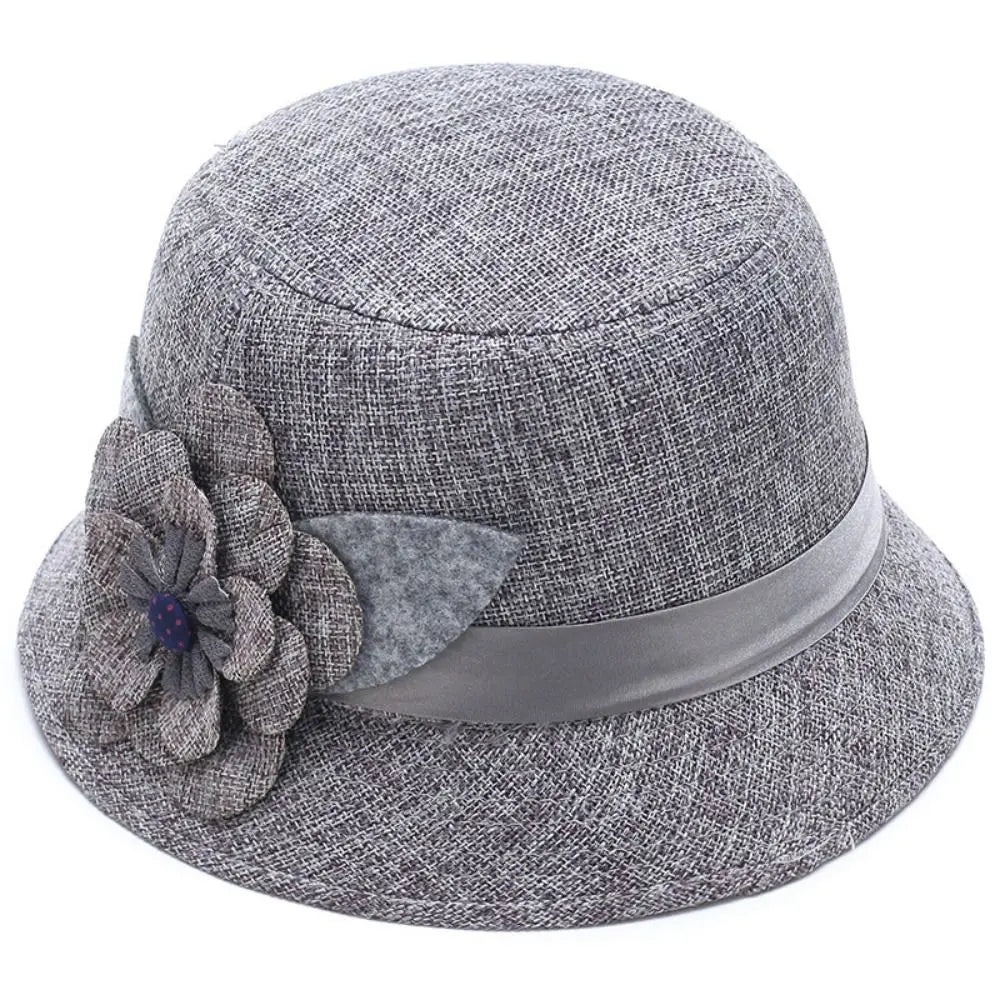 Vintage Linen Material Cloche Felt Hat Soft Felt Elegant European Bucket Hat