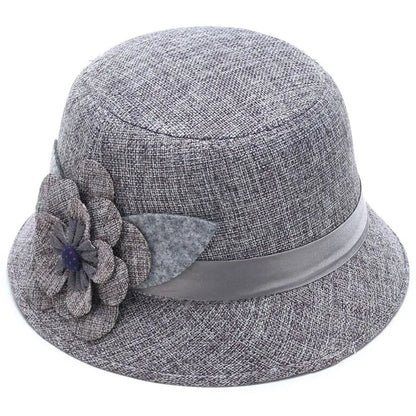 Vintage Linen Material Cloche Felt Hat Soft Felt Elegant European Bucket Hat