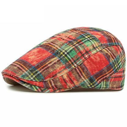 Men Women Vintage Plaid Artist Painter Beret Hat