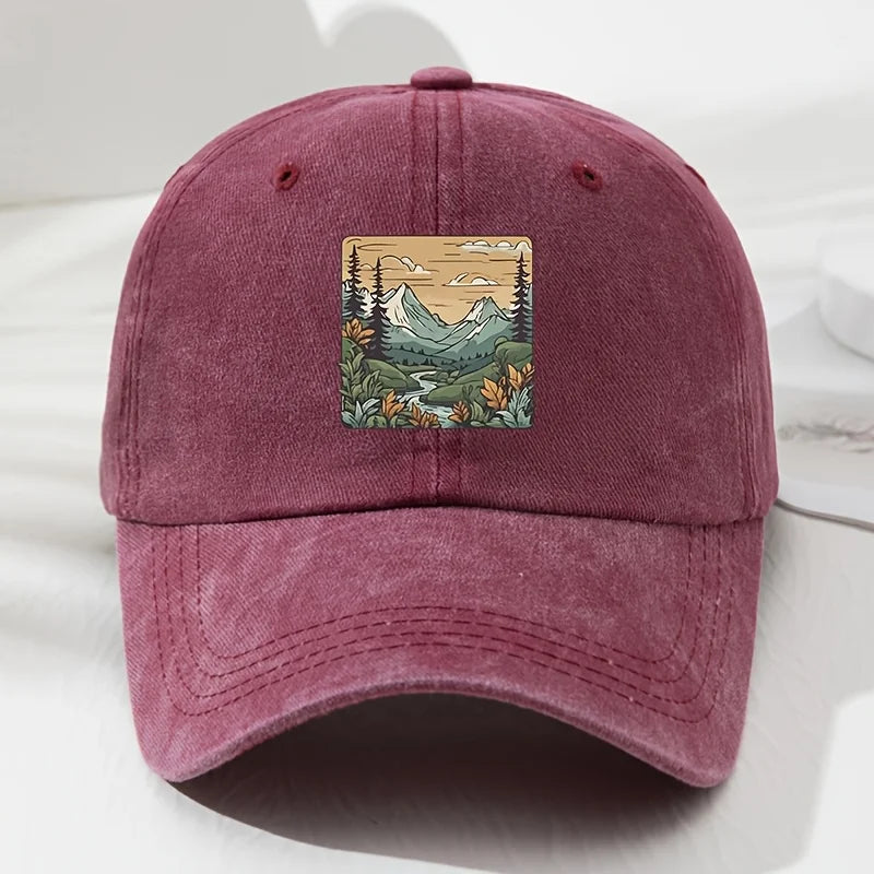 Baseball Cap, Landscape Print, Retro Men's and Women's