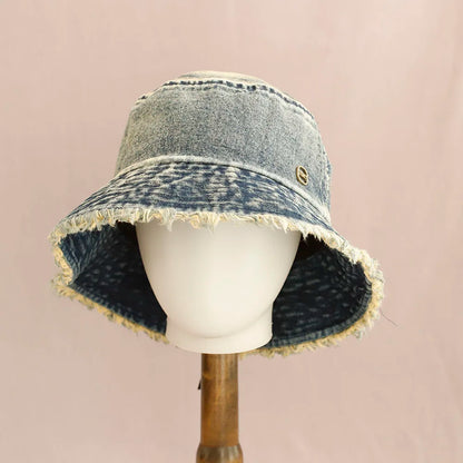 2026 Washed Denim Bucket Hat Women Fisherman's Hat Bucket Hat
