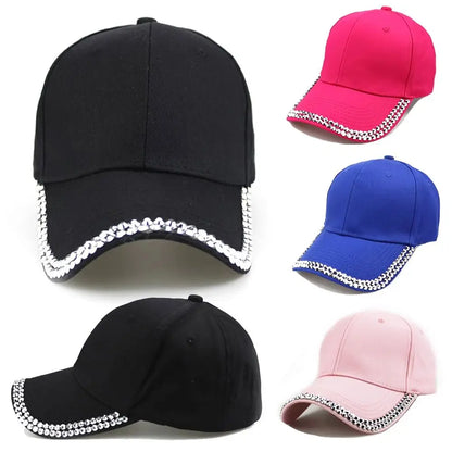 Elegant Rhinestone Baseball Cap Adjustable