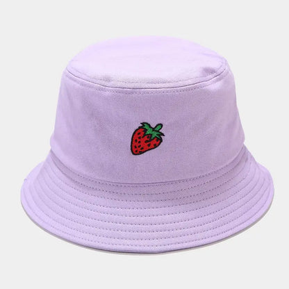 2024 Panama Bucket Hat Fruit Strawberry Embroidered Fishing Cap