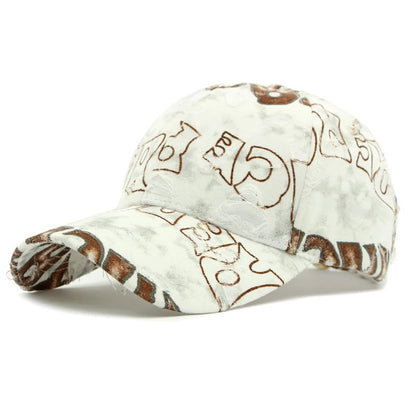 Holey-Edged, Frayed, Letter-Stamped Baseball Cap