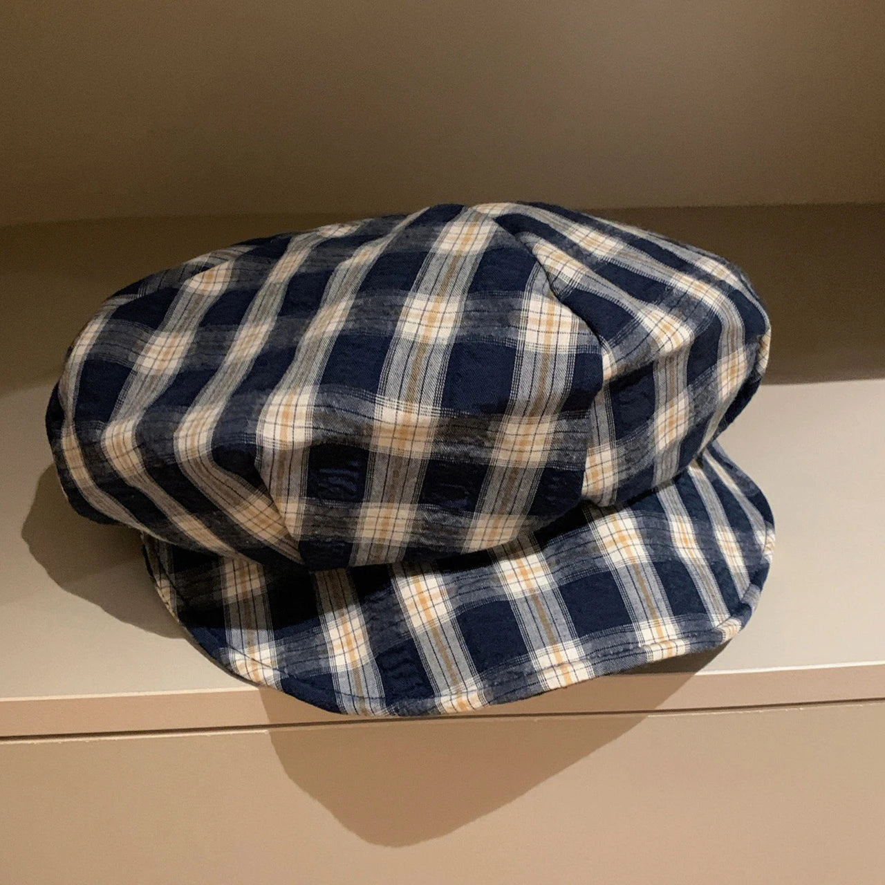 Fashion Plaid Beret Hat Girls Retro Octagonal Hat