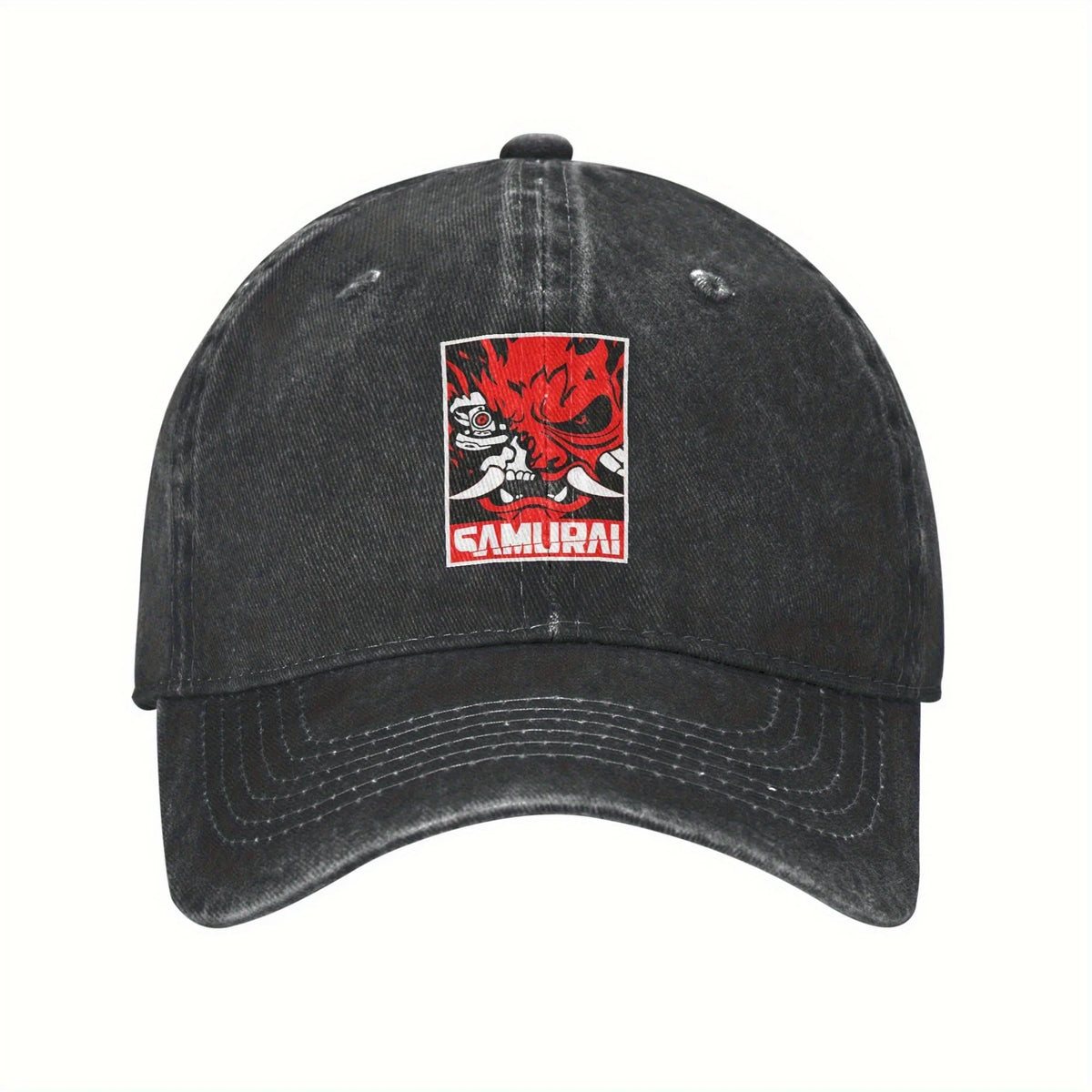 Cyberpunk Samurai Logo Washed Baseball Cap Unisex Casual Daily Outdoor Sun Hat