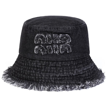 Unisex Niin Letter Hole Personality Cowboy Bucket Hats Fishermen Caps