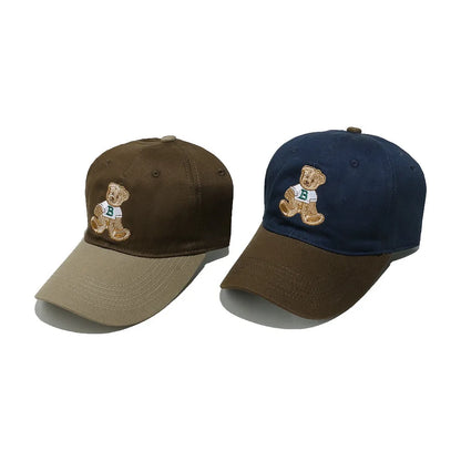 Unisex Cotton Baseball Cap With Lovely Bear Embroidery Outdoor Sports Dad
