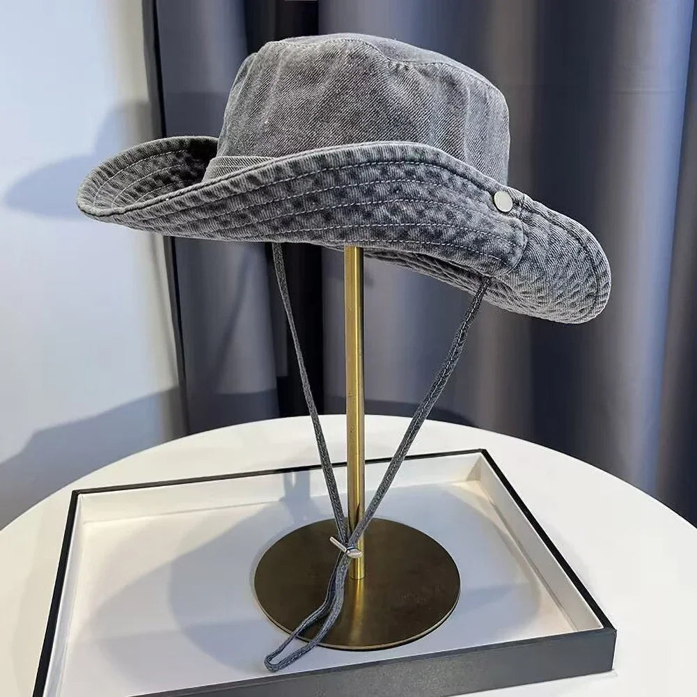 Unisex Vintage Washed Denim Bucket Hat
