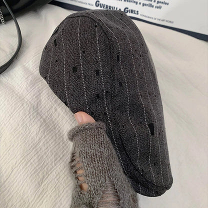 Retro Niche Fashion Striped Forward Cap For Women