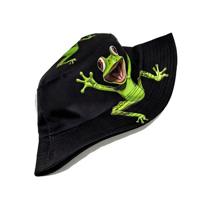 Four Seasons Polyester Cartoon Print Bucket Hat Fisherman Hat Outdoor Travel Cap Hats for Men and Women