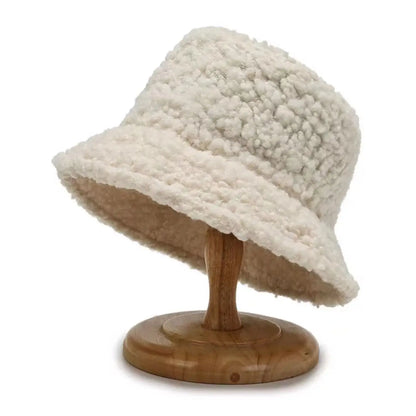 Lambswool Unisex Bucket Hats For Women Men Winter