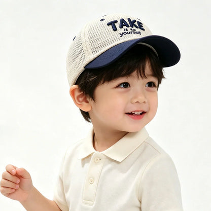 Letter Embroidered Baseball Cap For Kids Summer Sunscreen Mesh Hat Boy Girl Toddler Outdoor Breathable Sun Hats
