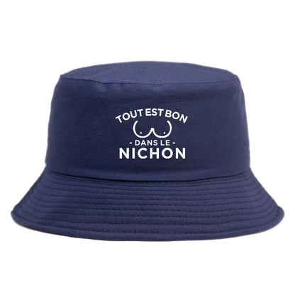 Funny French Quote Bucket Hat Tout Est Bon Dans Le Nichon Print Sun Cap Hip Hop Street