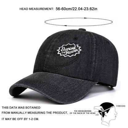 Unisex Sunset Flower Letter Embroidery Cowboy Baseball Caps Spring Autumn