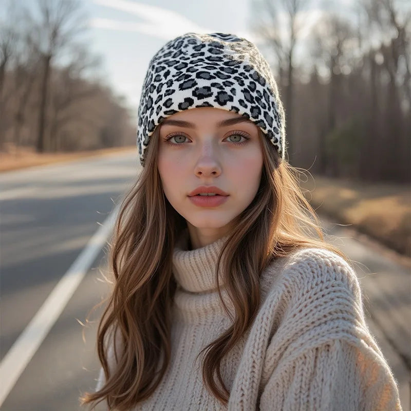 1 Leopard Print Plush Beret Autumn/Winter Fashionable Retro