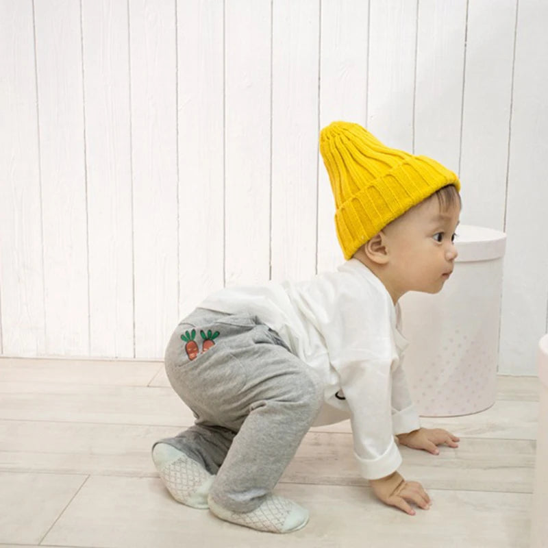Solid Color Baby Skullies Beanie Winter Warm Kids Knitted Hat