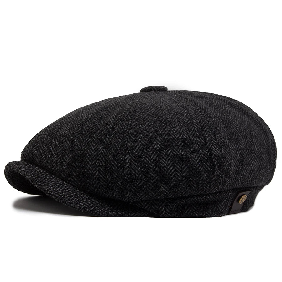 Herringbone Newsboy Caps Men Autumn Winter