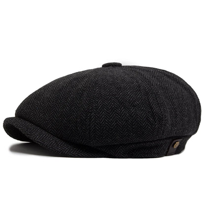 Herringbone Newsboy Caps Men Autumn Winter