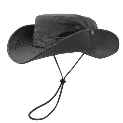 Drawstring Wide Brim Fisherman Hat Men's and Women's Summer