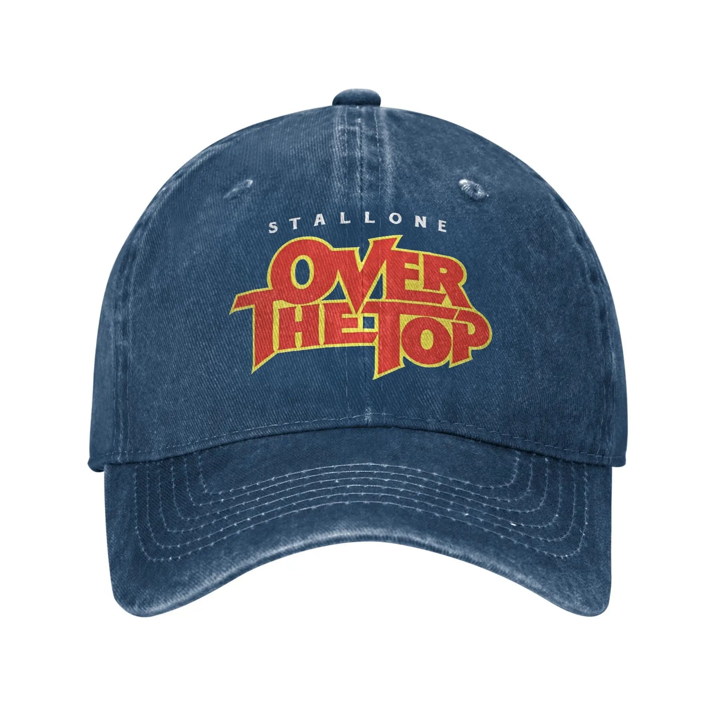 Over The Top Logo Movie Baseball Cap Lincoln Hawk Distressed Denim Washed Hat