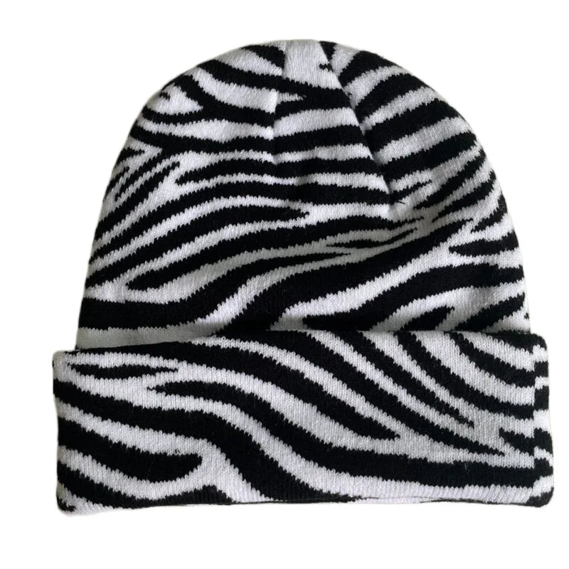 Winter Leopard Knitted Hats For Women Men Outdoor