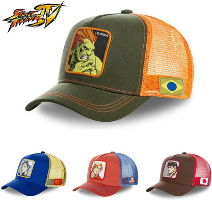 Street Fighter Ryu ChunLi Blanka Cap Summer Travel Peaked Cap Embroidery Hip Hop Cap Style Visor Adjustable