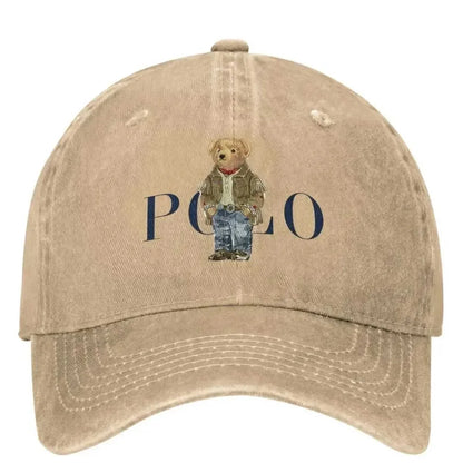 1pc Baseball Bear Print Washed Baseball Cap for Adults