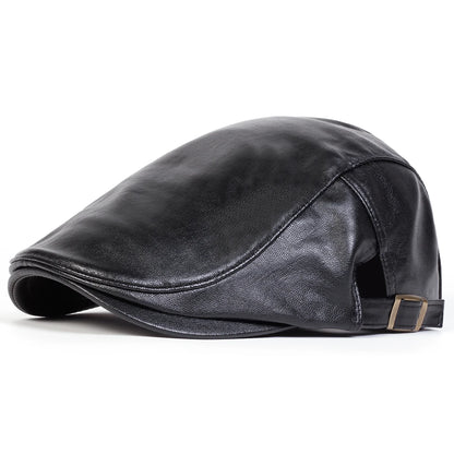 Men Retro Pu Leather Newsboy Caps Painters Hats