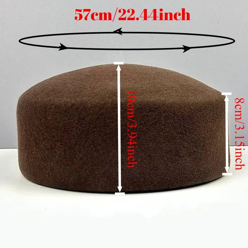 Retro Flight Attendant Ball Berets Hat Women's 100% Wool