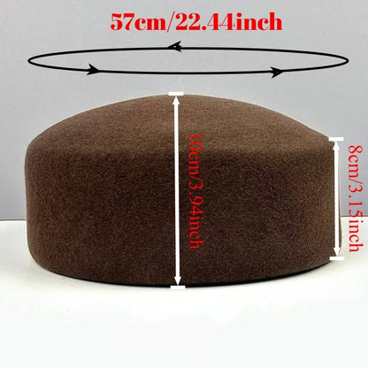 Retro Flight Attendant Ball Berets Hat Women's 100% Wool