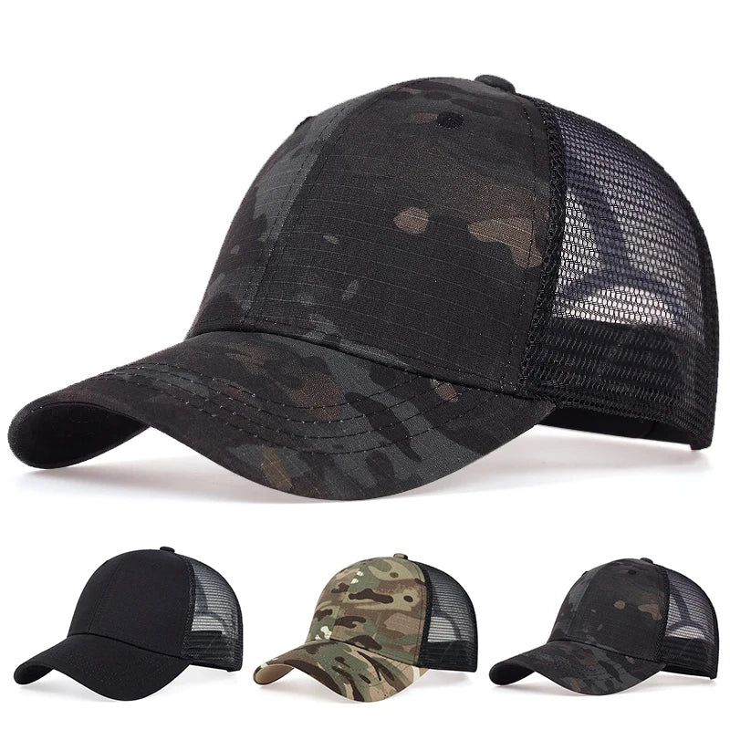 Unisex Solid Color Plaid Fabric Baseball Net Caps