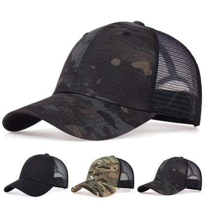 Unisex Solid Color Plaid Fabric Baseball Net Caps