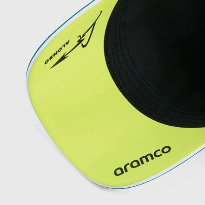 Aston Martin Motorsport Man Racing Hat Fernando Alonso Signature Print Baseball Cap