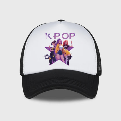 K-POP Girl Group Printed Mesh Cap, Breathable Summer Baseball Cap