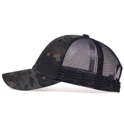 Unisex Solid Color Plaid Fabric Baseball Net Caps