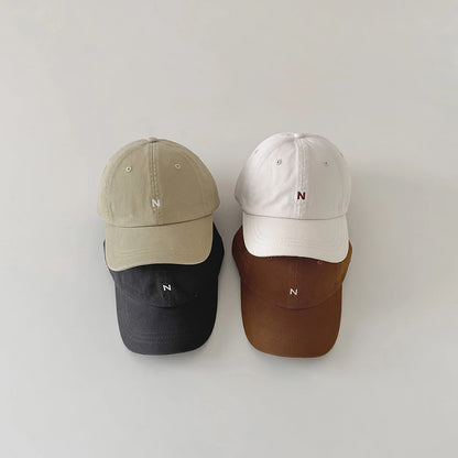 N-Letter Baby Peaked Hat Solid Color Children Duck Tongue Cap
