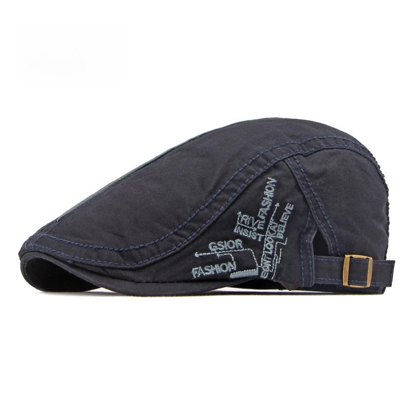 Washed Solid Flat Cap Contrast Stitching Ivy Newsboy Hat