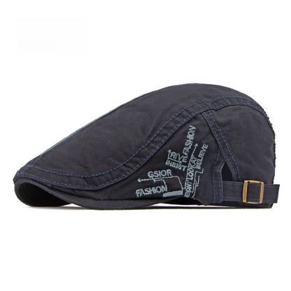 Washed Solid Flat Cap Contrast Stitching Ivy Newsboy Hat