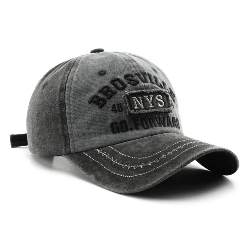 New Yỏk Washed Cotton Cap For Men Women