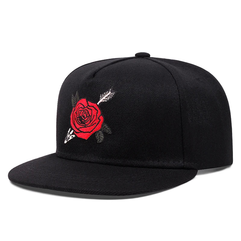 Fashion New Flat Edge Hat Rose Letter Embroidered Baseball Hat Daily Sunshade Hat Unisex Hip Hop Hat