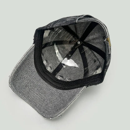 Adjustable Frayed Denim Baseball Cap