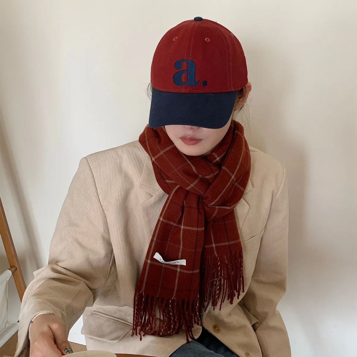 Embroidered “A” Wide-Brimmed Baseball Cap Women