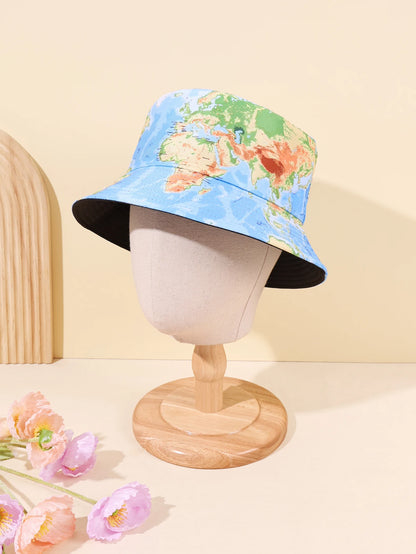 1PC Global Map Fisherman Hat