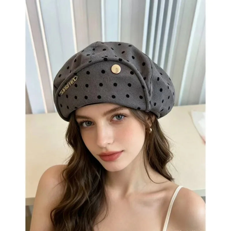 Polka Dotcloud Octagonal Hat Women's New Beret
